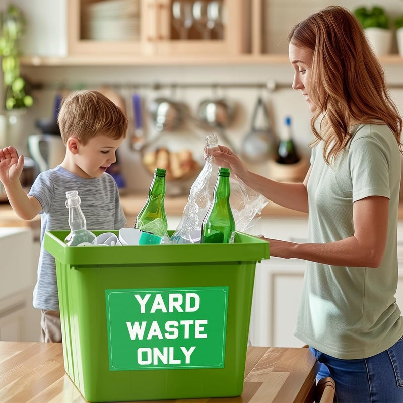 RABOWA Pack 6 Pcs Yard Waste Only Sign Sticker for Trash Cans Garbage Bins Recycling Bin Labels Recycle Signs Indoor Outdoor Home Offices Bumper Stickers Reusable Waterproof Vinyl Decals - Image 4